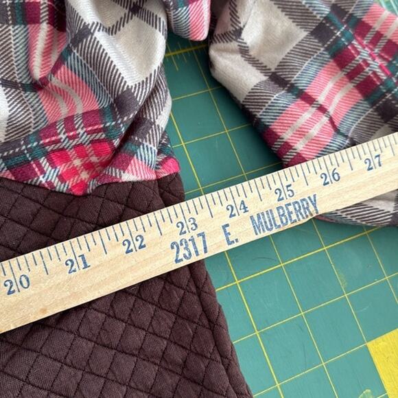 Brown Quilted Women's Pullover Plaid Long Sleeves sz XL - Picture 4 of 5